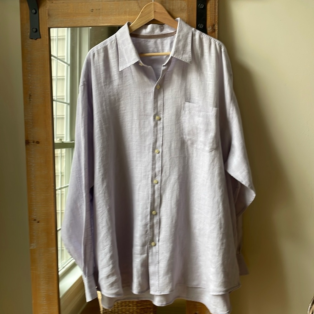 Tommy Bahama Lavender Linen Long Sleeve Shirt Size XXL Tall